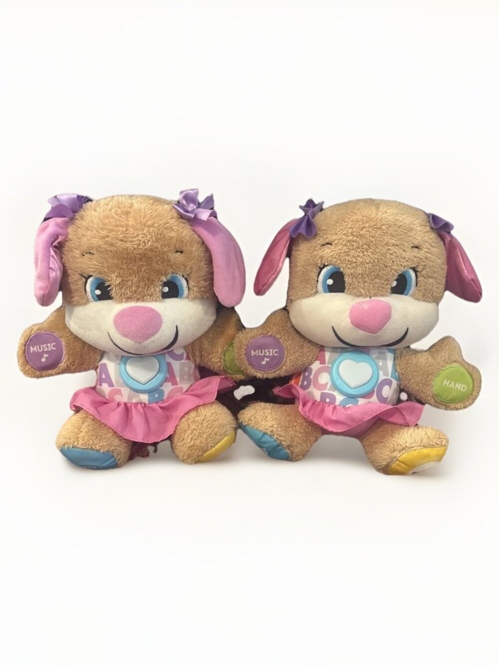 2 FISHER PRICE Laugh Learn Smart Stages Puppy Sis Toddler Learning Toy TWINS Lot